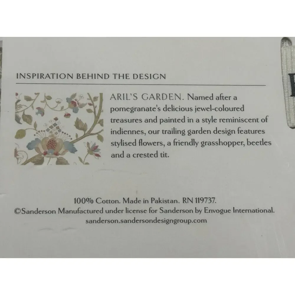 Sanderson Tablecloth 70” Round Aril's Garden Floral Birds 100% Cotton NEW